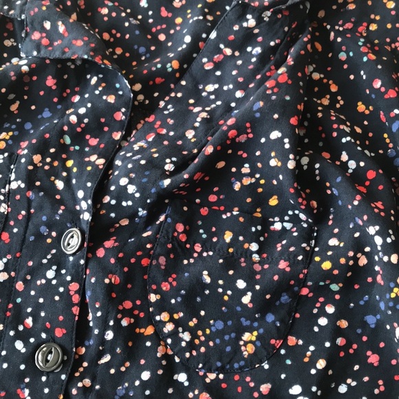 Anthropologie Maeve splatter top blue yellow red - Picture 6 of 10